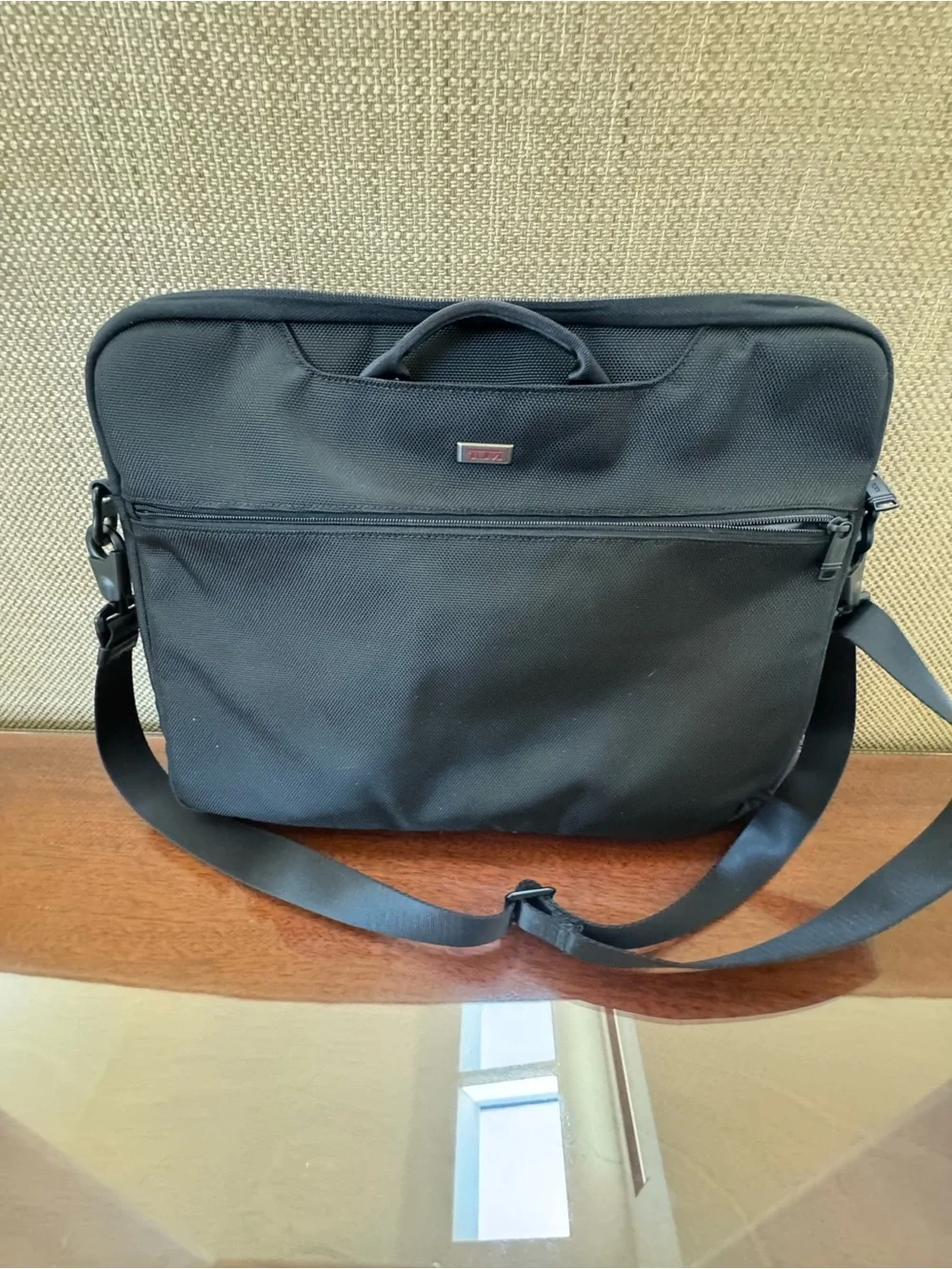 Tumi Black Nylon Laptop Messenger Bag with Shoulder Strap